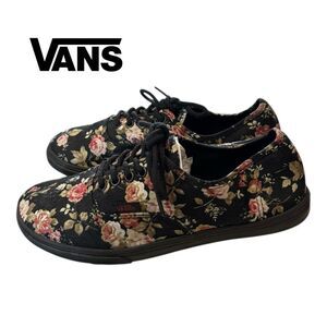 Vans Black Low Top Floral Lace-up Women's Tennis Shoes Sneakers 7